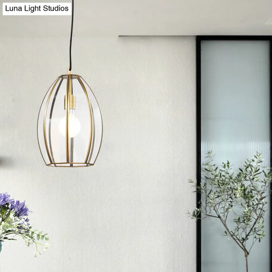 Simple 1-Light Clear Glass Hanging Pendant Lamp Kit For Dining Room - 12/12.5/13 Wide