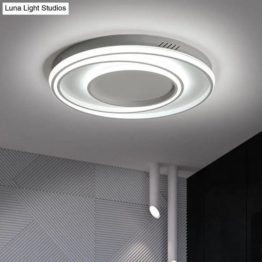 Simple 2-Loop Acrylic Ceiling Light Led Flush Lamp For Bedroom - 18/23 Width Mountable White / 18