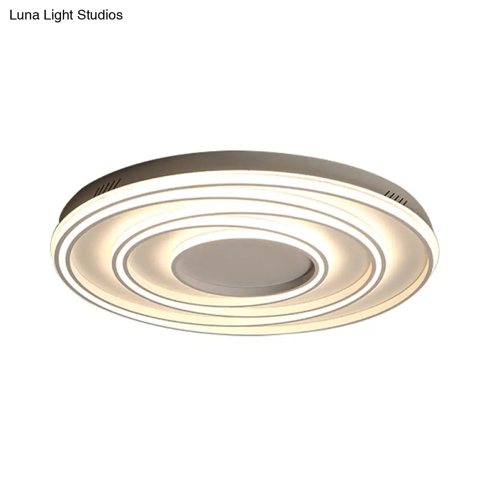 Simple 2-Loop Acrylic Ceiling Light Led Flush Lamp For Bedroom - 18/23 Width Mountable White
