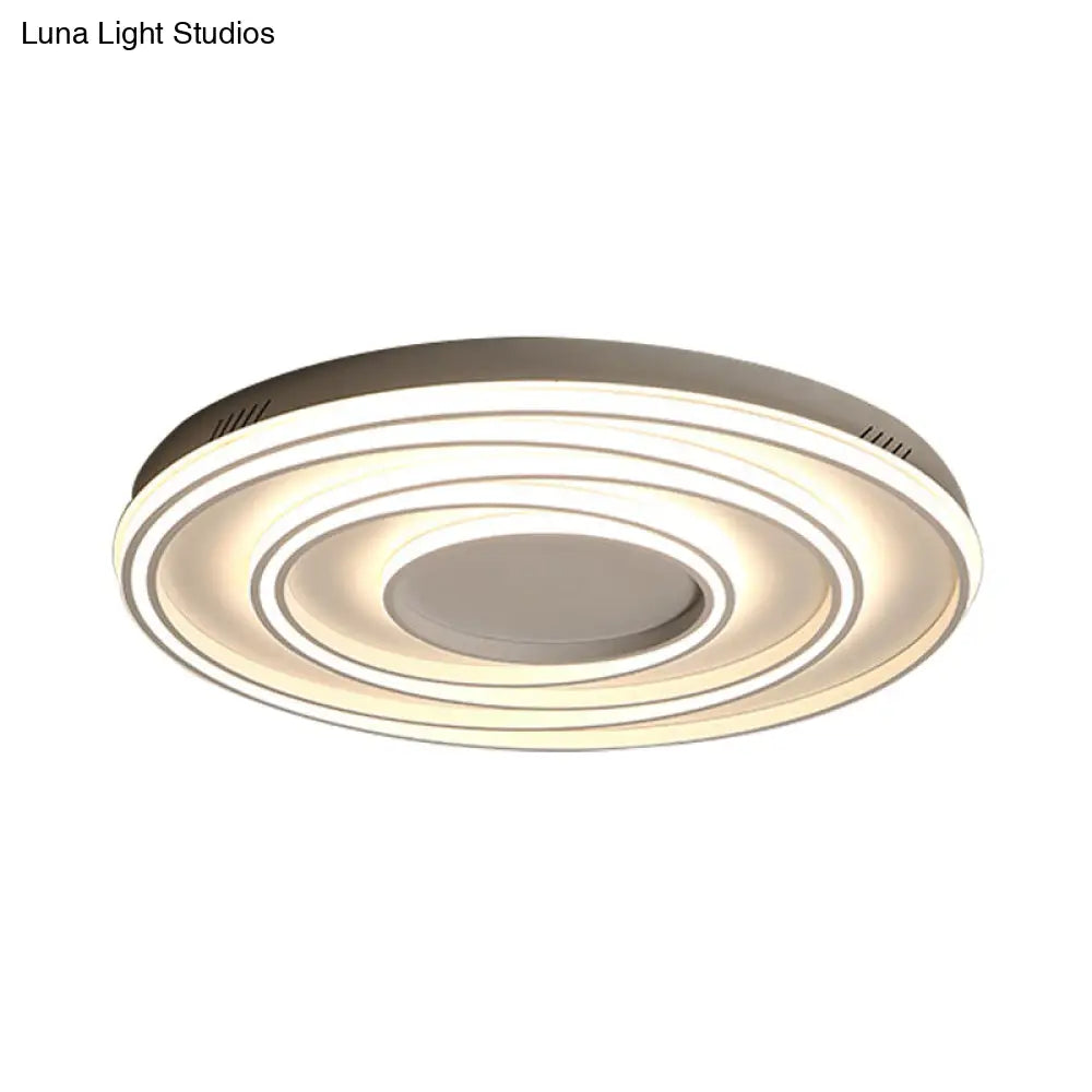 Simple 2 - Loop Acrylic Ceiling Light Led Flush Lamp For Bedroom - 18’/23’ Width Mountable White