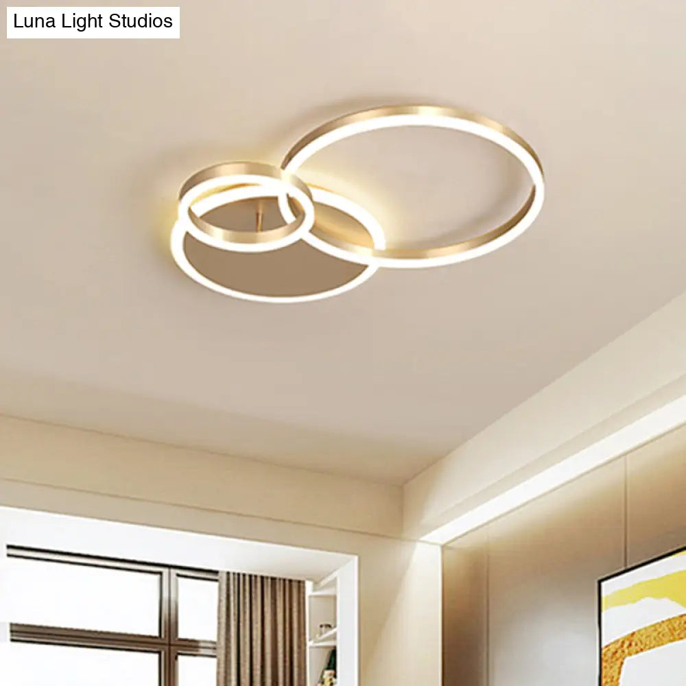 Simple 2 - Tier Gold Flush Mount Ceiling Light With Metal Frame - 2/3/5 Lights Warm/White Ideal For