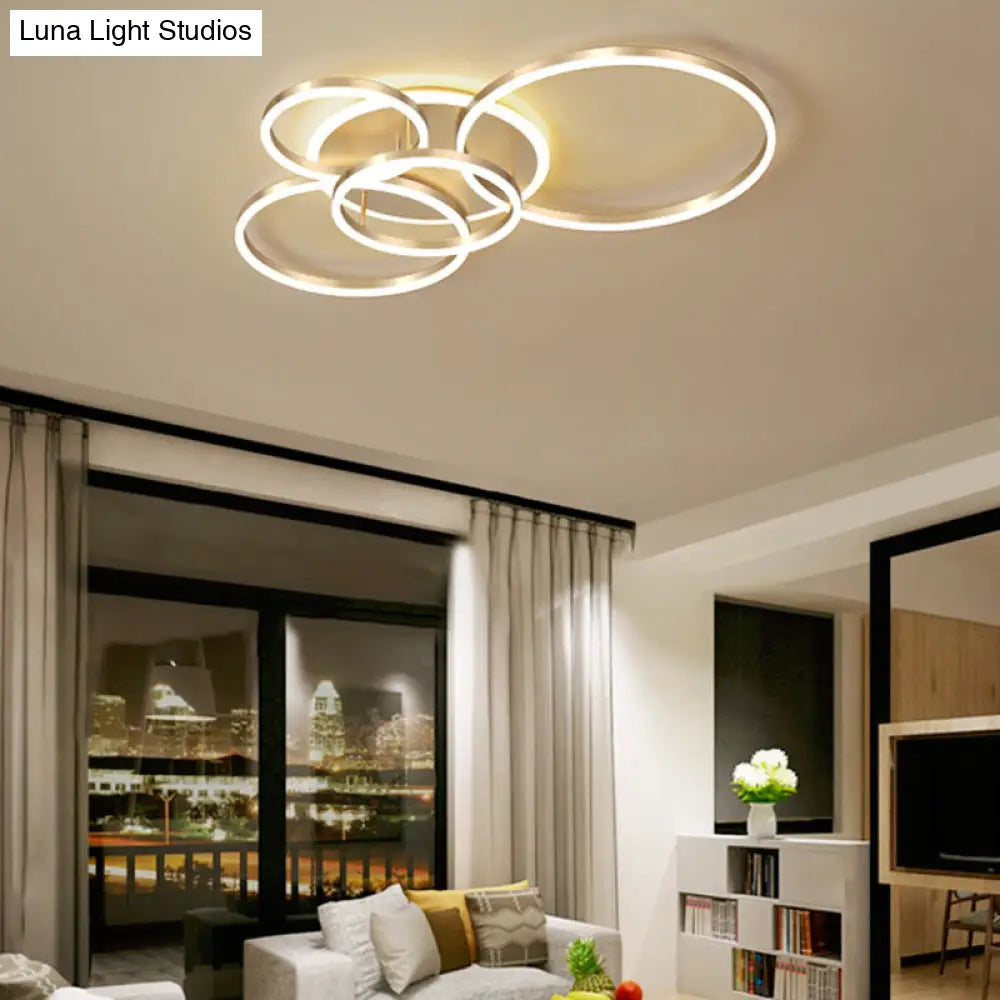 Simple 2-Tier Gold Flush Mount Ceiling Light With Metal Frame - 2/3/5 Lights Warm/White Ideal For