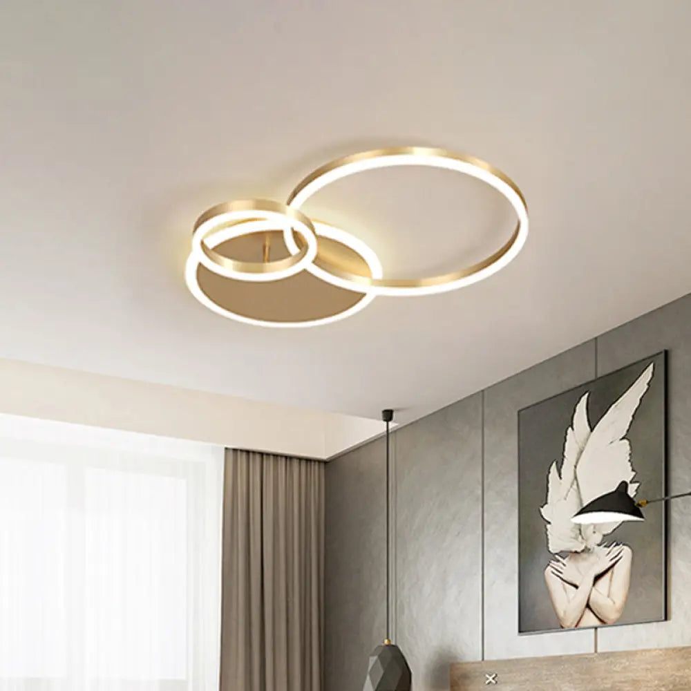 Simple 2 - Tier Gold Flush Mount Ceiling Light With Metal Frame - 2/3/5 Lights Warm/White Ideal For