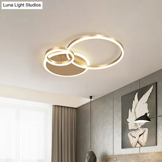 Simple 2-Tier Gold Flush Mount Ceiling Light With Metal Frame - 2/3/5 Lights Warm/White Ideal For