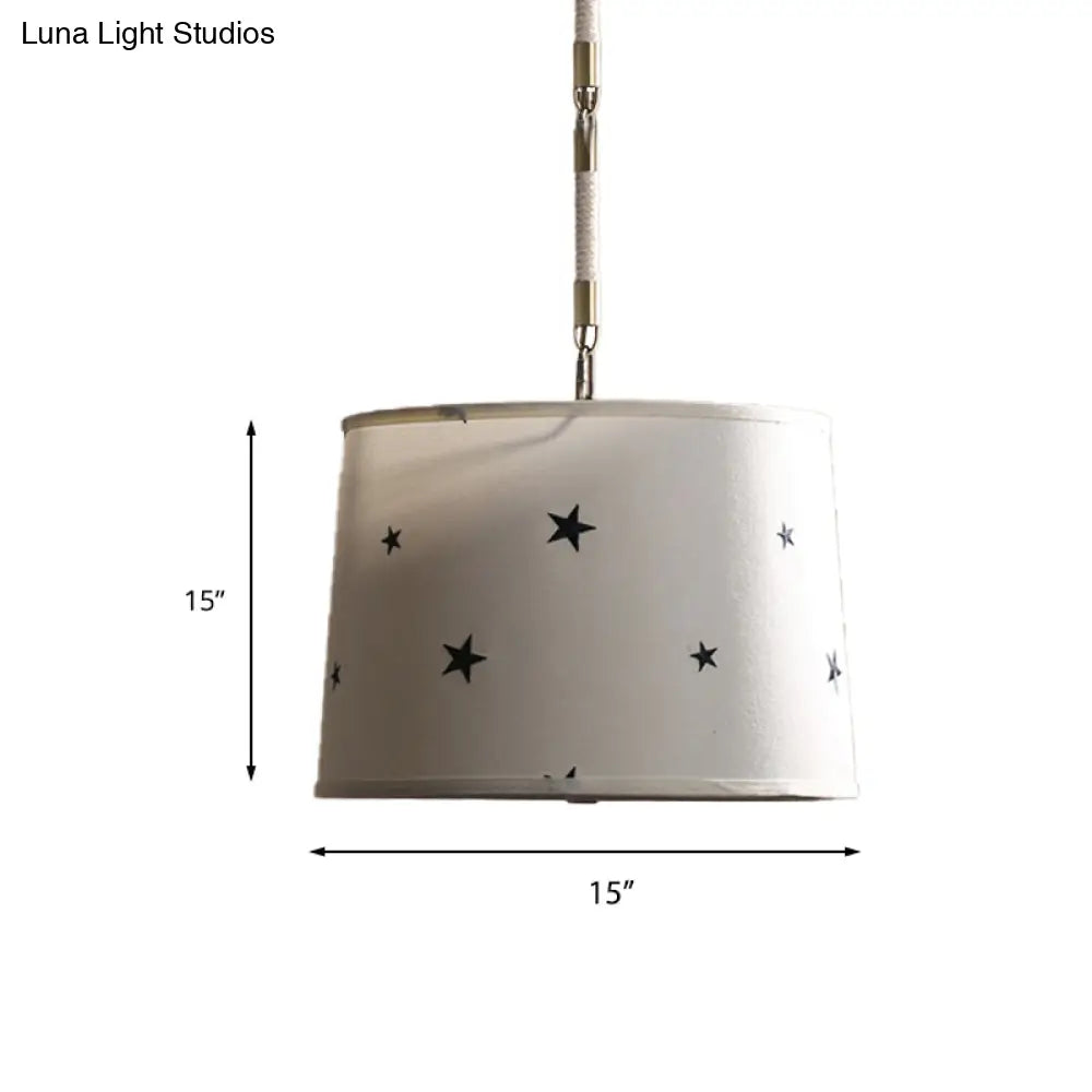 Simple 5-Bulb Fabric Drum Pendant Light For Nursing Room Decor