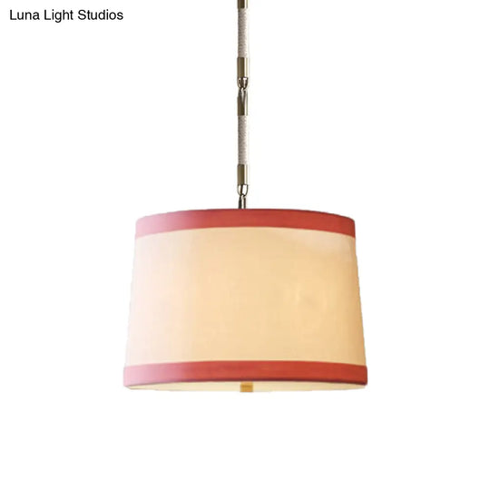 Simple 5-Bulb Fabric Drum Pendant Light For Nursing Room Decor