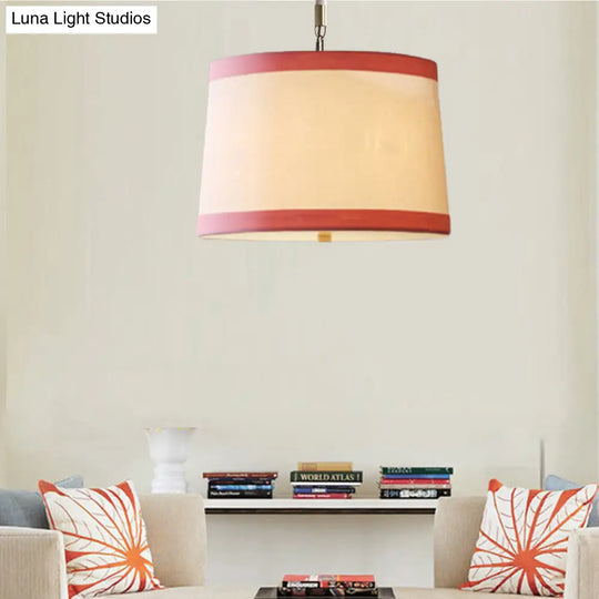 Simple 5-Bulb Fabric Drum Pendant Light For Nursing Room Decor