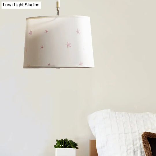 Simple 5-Bulb Fabric Drum Pendant Light For Nursing Room Decor