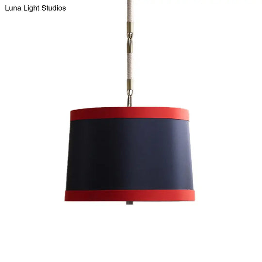 Simple 5-Bulb Fabric Drum Pendant Light For Nursing Room Decor