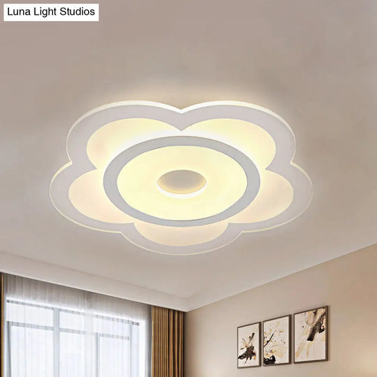 Simple 5-Petal Led Flush Lamp - Super Thin Opaque Acrylic Ceiling 16/19.5 W Warm/White Light White /