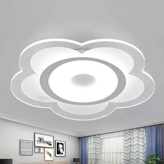 Simple 5 - Petal Led Flush Lamp - Super Thin Opaque Acrylic Ceiling 16’/19.5’ W Warm/White