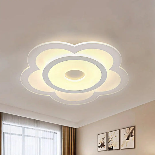 Simple 5 - Petal Led Flush Lamp - Super Thin Opaque Acrylic Ceiling 16’/19.5’ W Warm/White