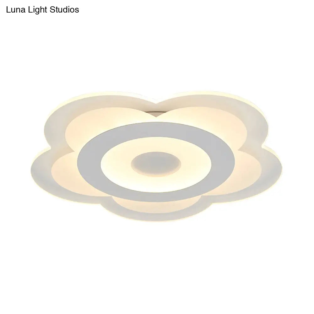 Simple 5 - Petal Led Flush Lamp - Super Thin Opaque Acrylic Ceiling 16’/19.5’ W Warm/White Light