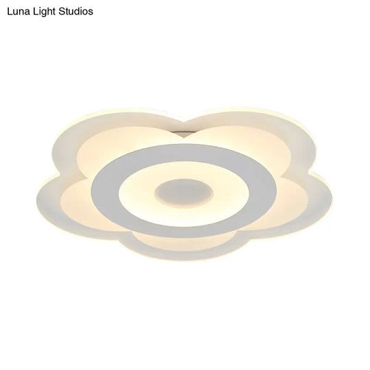 Simple 5 - Petal Led Flush Lamp - Super Thin Opaque Acrylic Ceiling 16’/19.5’ W Warm/White Light