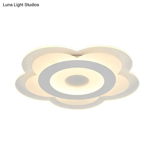 Simple 5-Petal Led Flush Lamp - Super Thin Opaque Acrylic Ceiling 16/19.5 W Warm/White Light