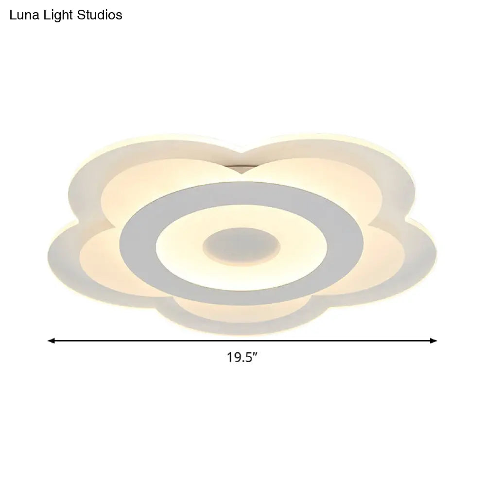 Simple 5 - Petal Led Flush Lamp - Super Thin Opaque Acrylic Ceiling 16’/19.5’ W Warm/White Light