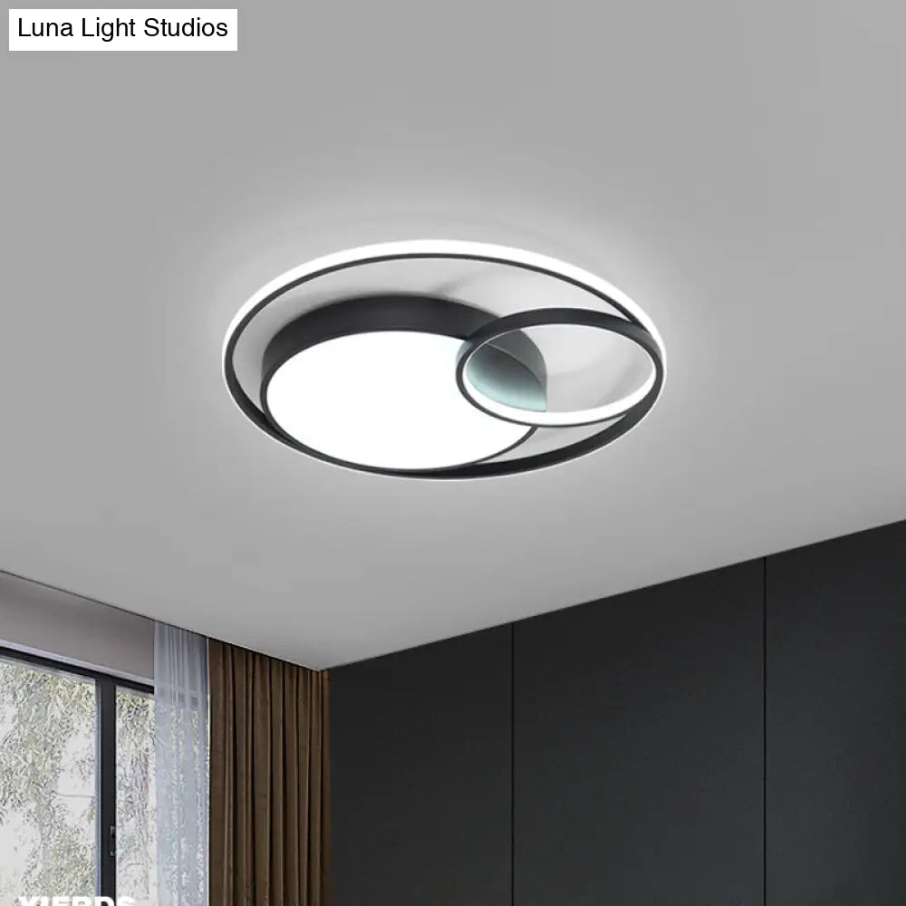 Simple Acrylic Led Ceiling Light Fixture - Circular Flush Mount Lamp For Dorm Room Black / White