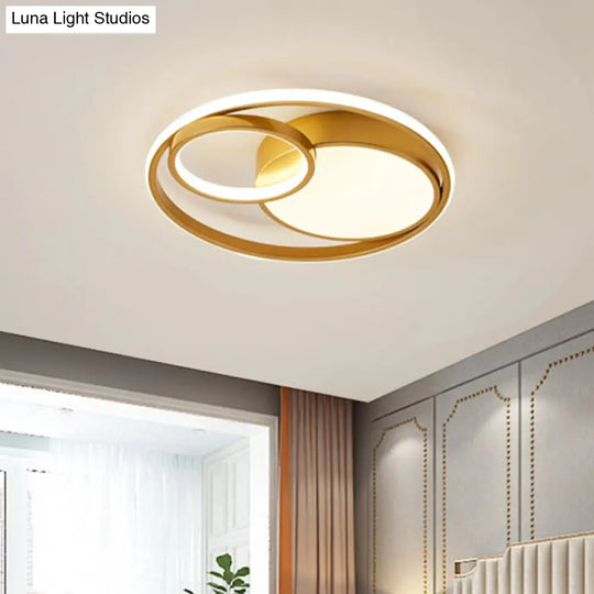 Simple Acrylic Led Ceiling Light Fixture - Circular Flush Mount Lamp For Dorm Room Gold / White