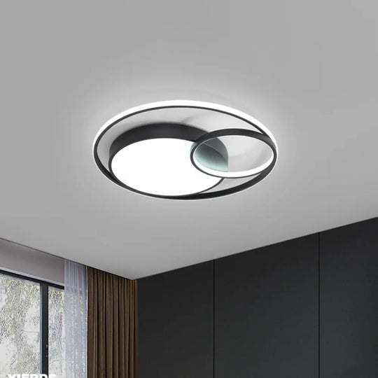 Simple Acrylic Led Ceiling Light Fixture - Circular Flush Mount Lamp For Dorm Room’ Black / White