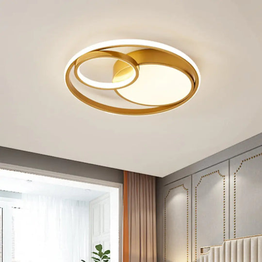 Simple Acrylic Led Ceiling Light Fixture - Circular Flush Mount Lamp For Dorm Room’ Gold / White
