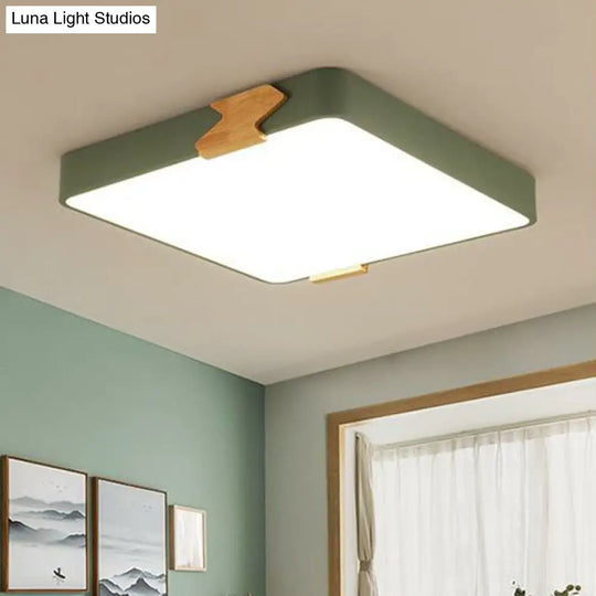 Simple Acrylic Led Ceiling Light- Square Shaped Bedroom Flush Mount Green / Small