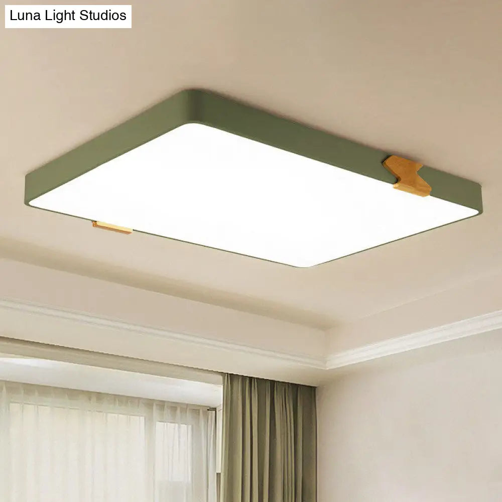 Simple Acrylic Led Ceiling Light- Square Shaped Bedroom Flush Mount Green / Small Rectangle