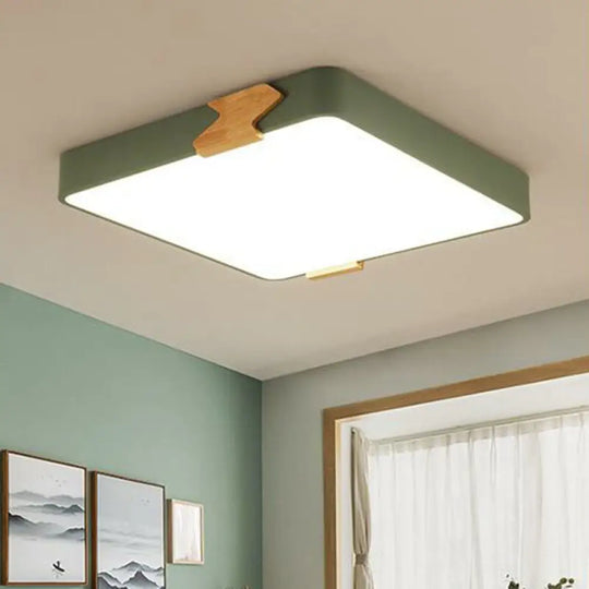 Simple Acrylic Led Ceiling Light - Square Shaped Bedroom Flush Mount Green / Small