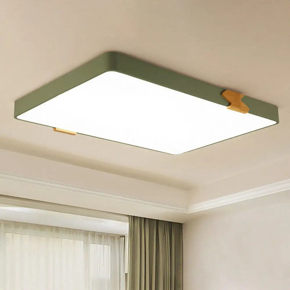 Simple Acrylic Led Ceiling Light - Square Shaped Bedroom Flush Mount Green / Small Rectangle