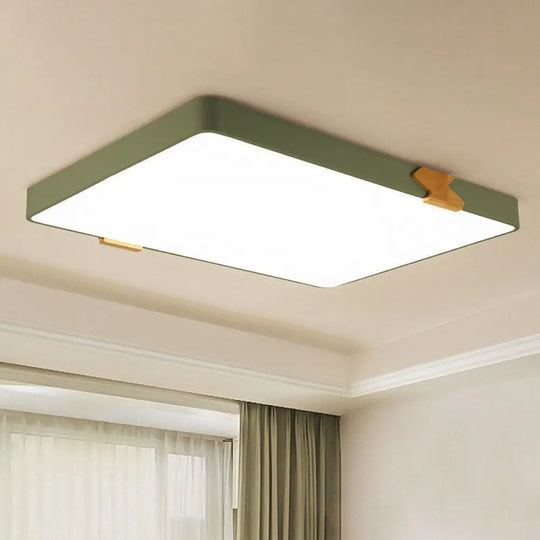 Simple Acrylic Led Ceiling Light - Square Shaped Bedroom Flush Mount Green / Small Rectangle