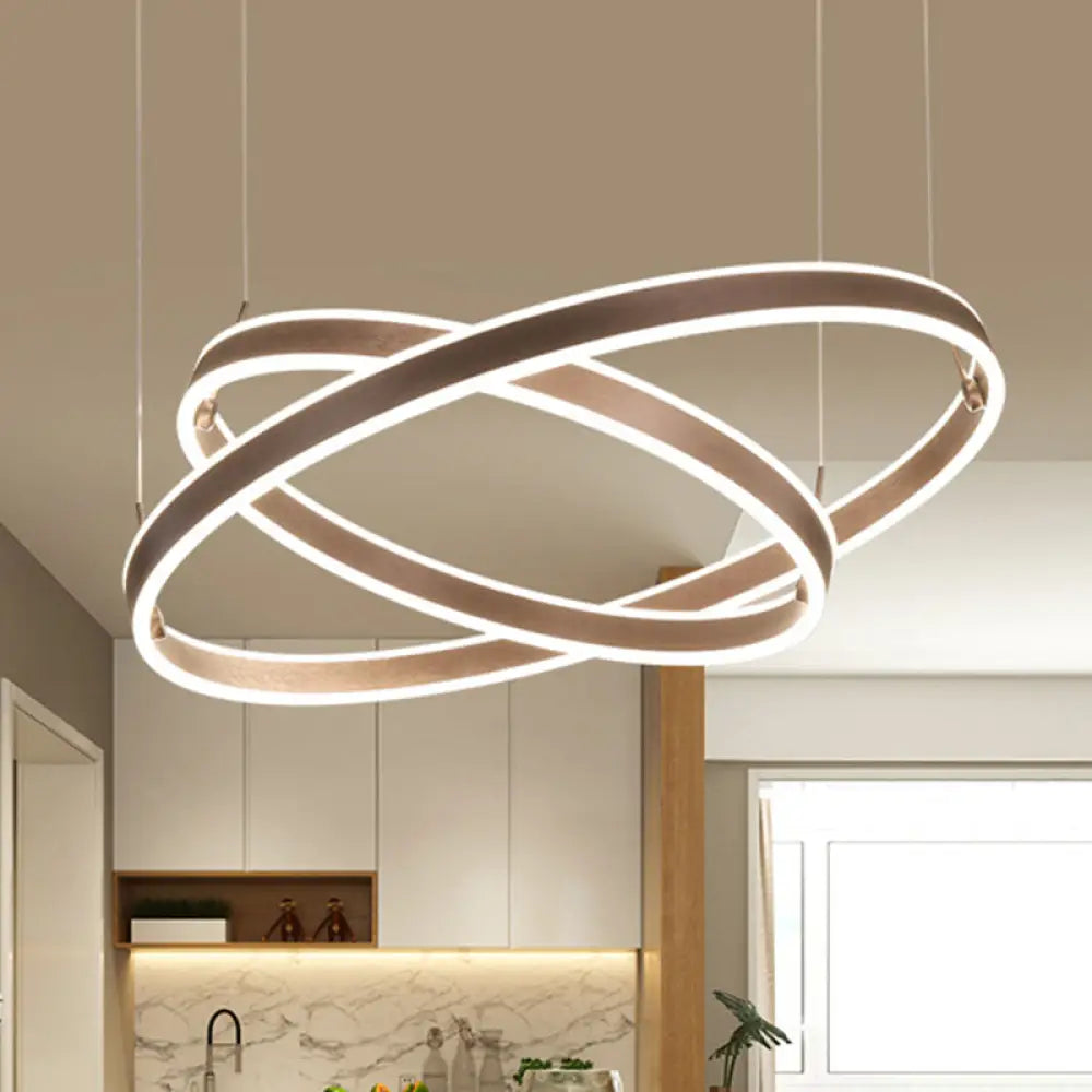 Simple Acrylic Led Chandelier Pendant - 2/3 Tiered Tapered Parlor Hanging Lamp In Coffee / 2 Tiers