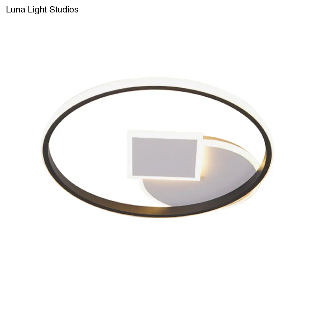 Simple Acrylic Led Flush Mount Ceiling Lamp Round And Square Design White-Black White/Warm Light