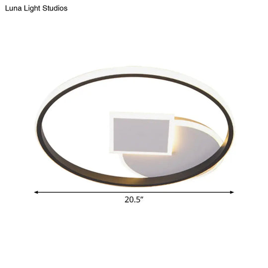 Simple Acrylic Led Flush Mount Ceiling Lamp Round And Square Design White-Black White/Warm Light