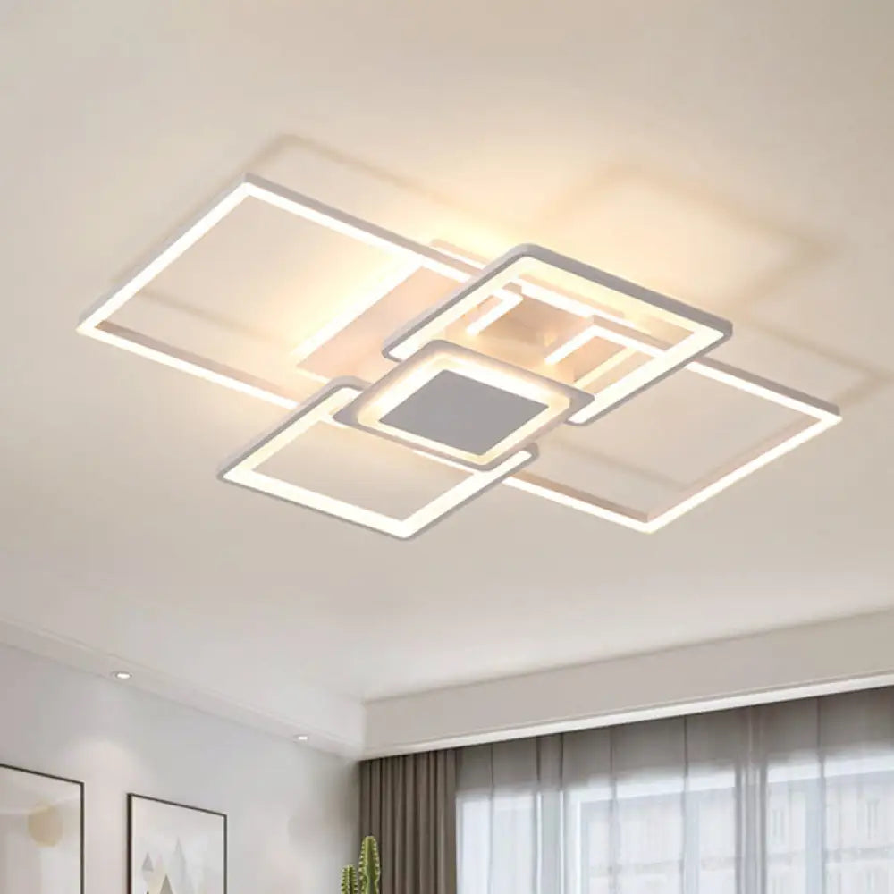 Simple Acrylic Led Flush Mount Ceiling Light Fixture - 21.5’/25.5’/31.5’ Wide White/Coffee