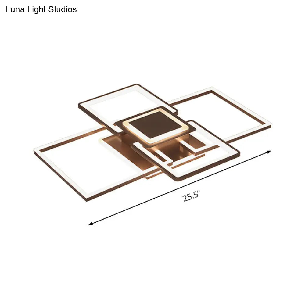 Simple Acrylic Led Flush Mount Ceiling Light Fixture - 21.5’/25.5’/31.5’ Wide White/Coffee