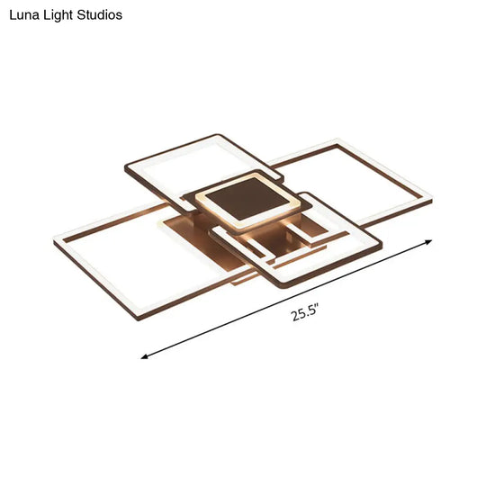 Simple Acrylic Led Flush Mount Ceiling Light Fixture - 21.5’/25.5’/31.5’ Wide White/Coffee