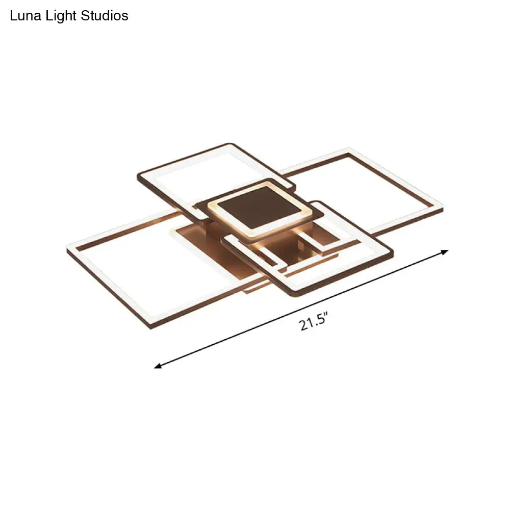 Simple Acrylic Led Flush Mount Ceiling Light Fixture - 21.5’/25.5’/31.5’ Wide White/Coffee