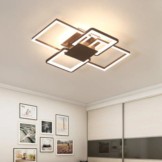 Simple Acrylic Led Flush Mount Ceiling Light Fixture - 21.5’/25.5’/31.5’ Wide White/Coffee