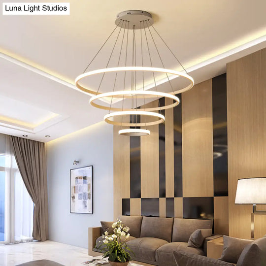 Simple Acrylic Led Pendant Light With Loop Design - Warm/White/Natural Options