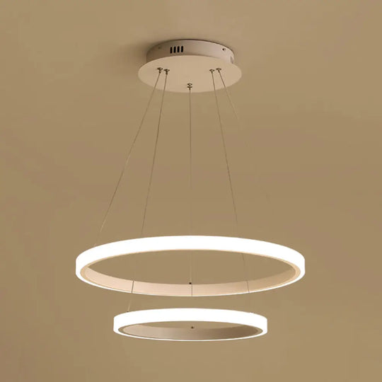 Simple Acrylic Led Pendant Light With Loop Design - Warm/White/Natural Options 2 / White