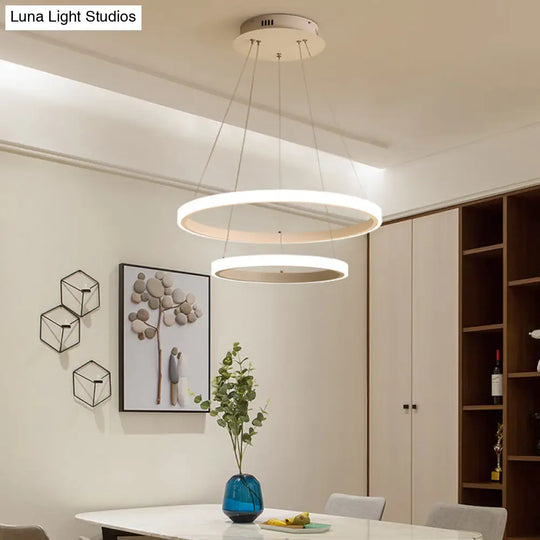 Simple Acrylic Led Pendant Light With Loop Design - Warm/White/Natural Options