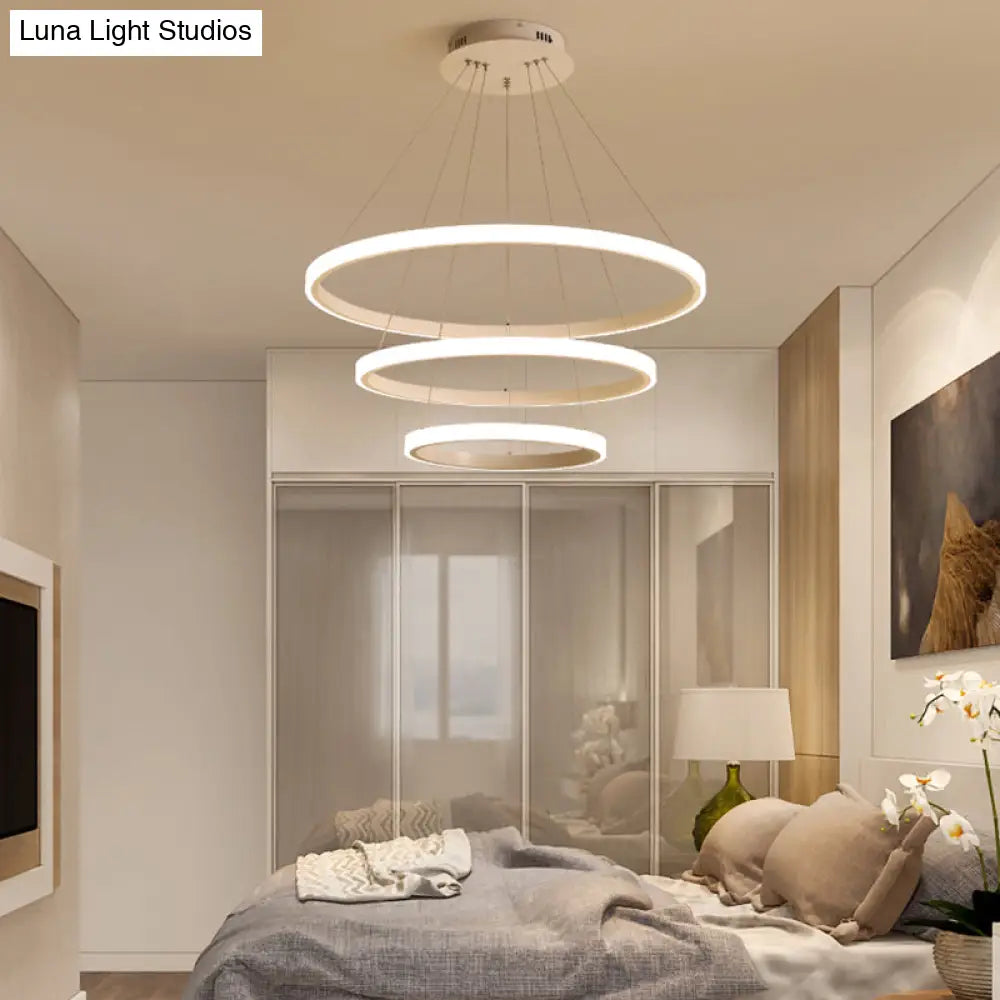 Simple Acrylic Led Pendant Light With Loop Design - Warm/White/Natural Options