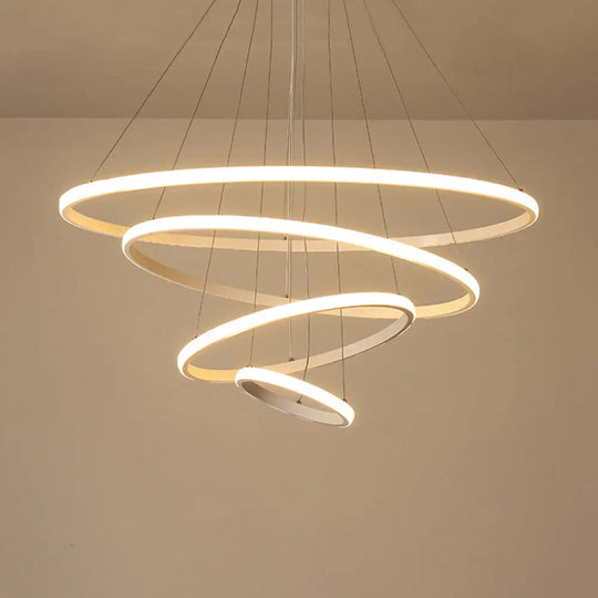 Simple Acrylic Led Pendant Light With Loop Design - Warm/White/Natural Options 4 / White Natural