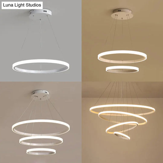 Simple Acrylic Led Pendant Light With Loop Design - Warm/White/Natural Options