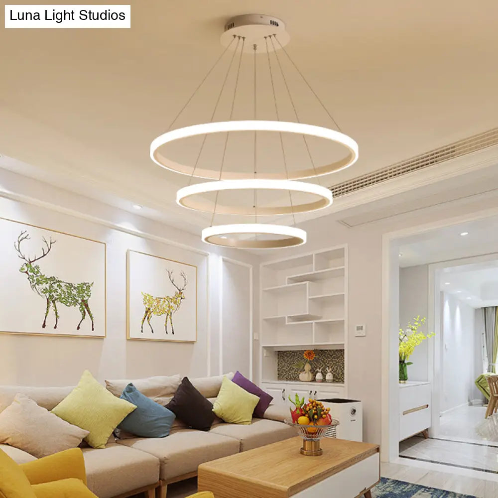 Simple Acrylic Led Pendant Light With Loop Design - Warm/White/Natural Options