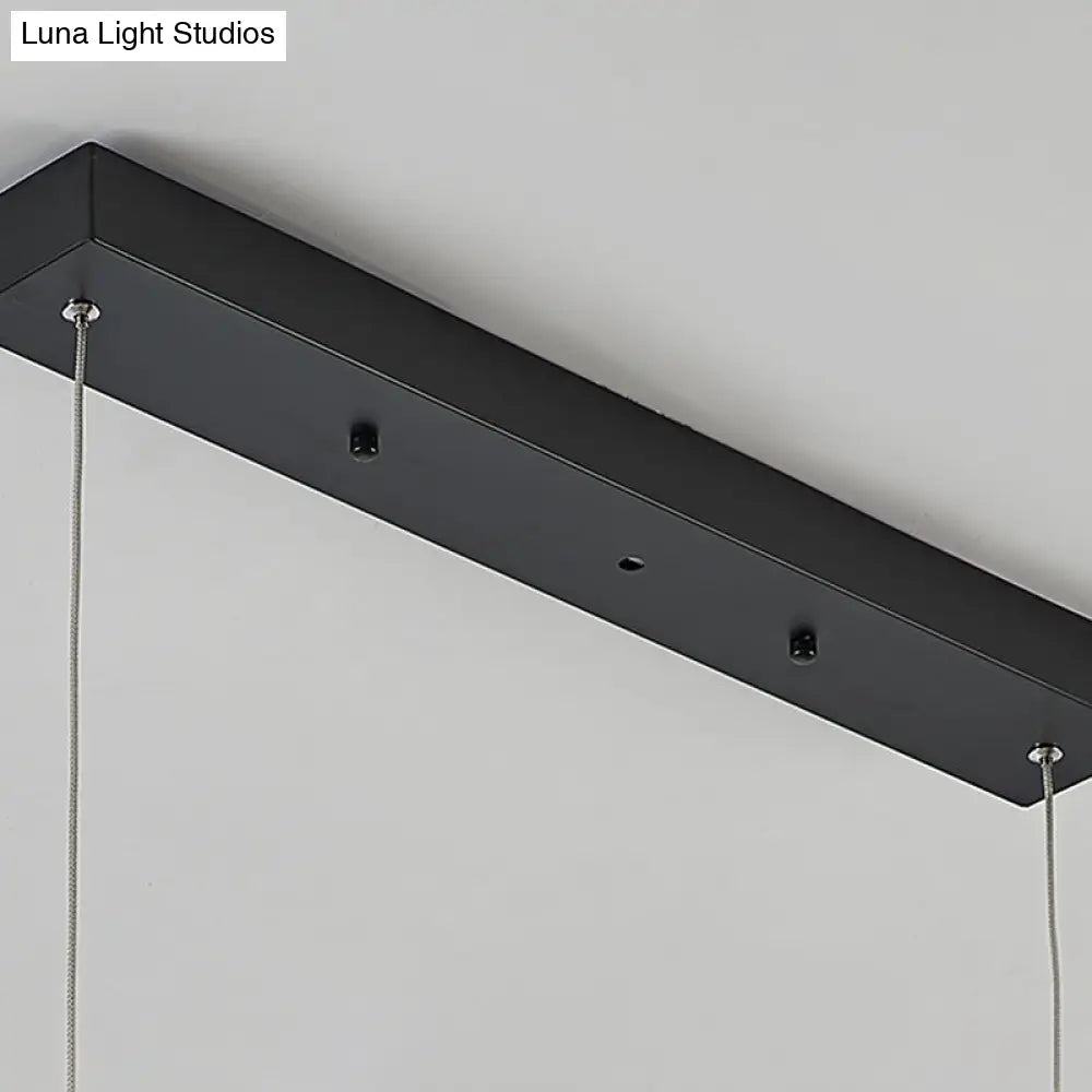 Simple Acrylic Linear And Ring Ceiling Chandelier - Black Hanging Light With Warm/White Glow