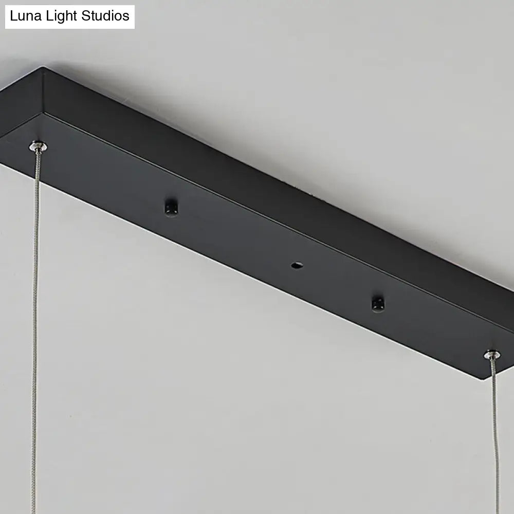 Sleek Acrylic Linear And Ring Ceiling Chandelier In Black With Warm/White Light - 1/2 Hanging