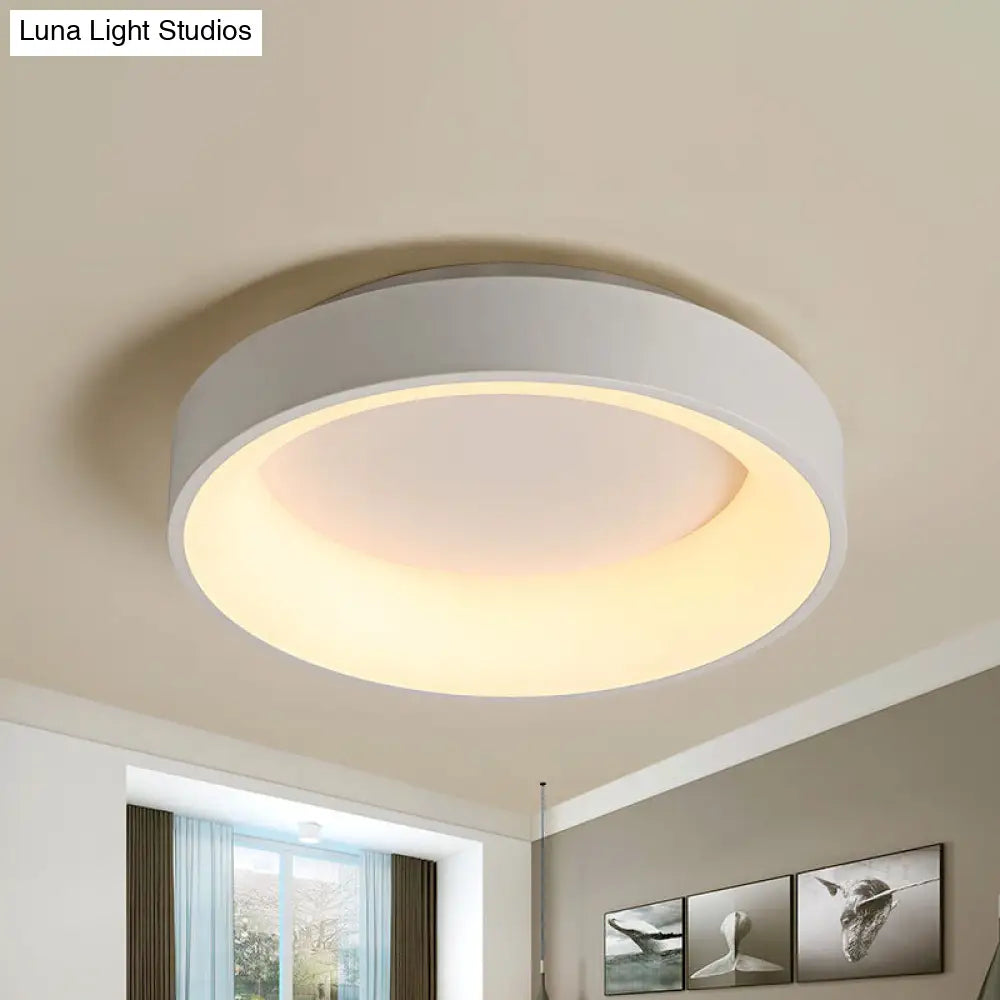 Simple Acrylic Round Flush Mount Led Ceiling Fixture 16/19.5 Inch White/Grey Hollow Design