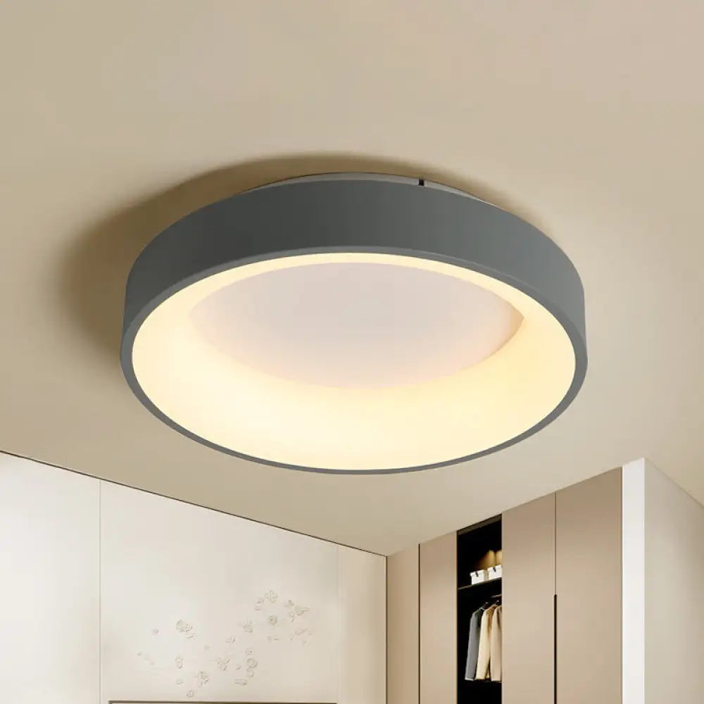 Simple Acrylic Round Flush Mount Led Ceiling Fixture 16/19.5 Inch White/Grey Hollow Design