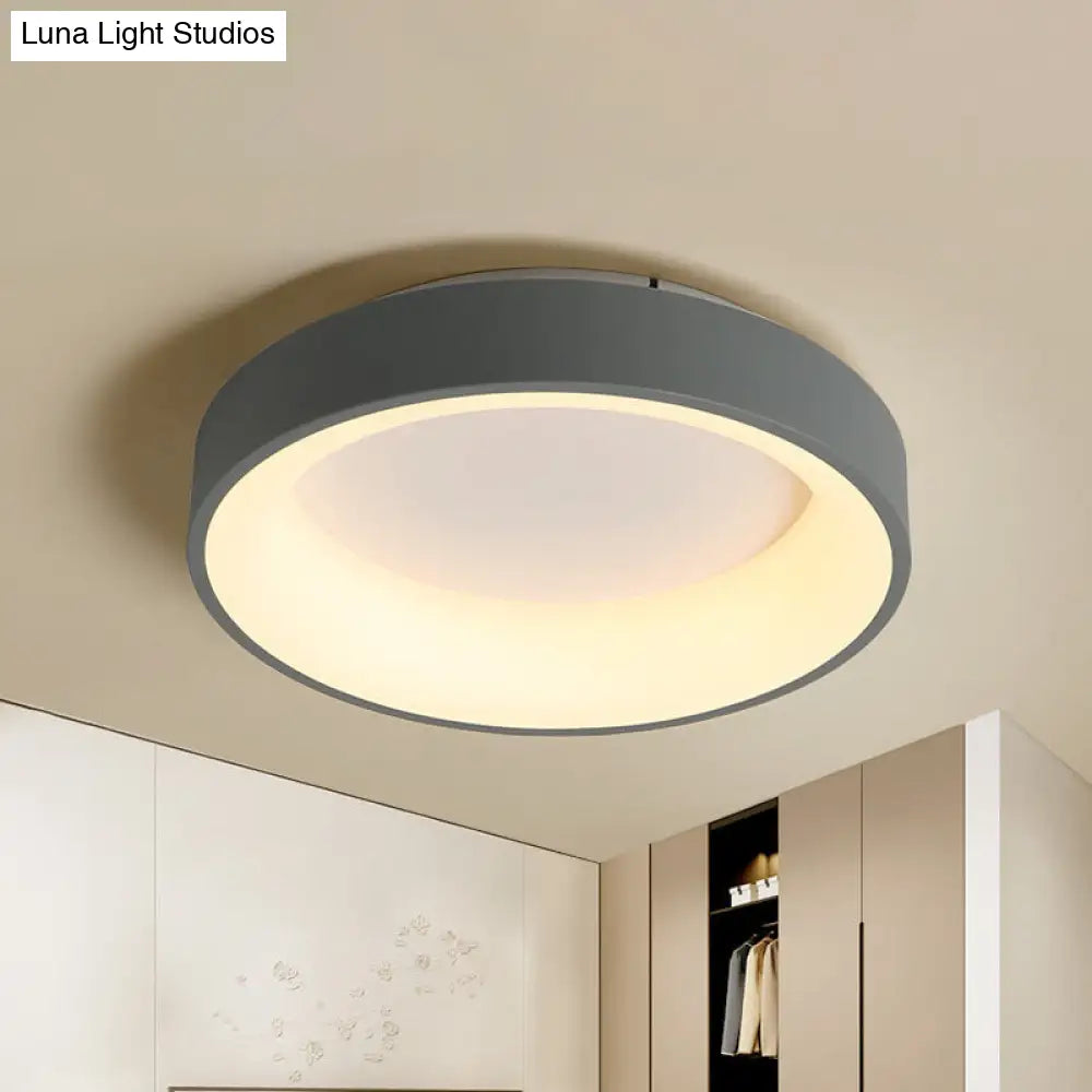 Simple Acrylic Round Flush Mount Led Ceiling Fixture 16/19.5 Inch White/Grey Hollow Design