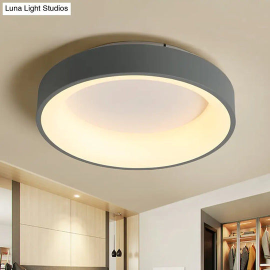 Simple Acrylic Round Flush Mount Led Ceiling Fixture 16/19.5 Inch White/Grey Hollow Design